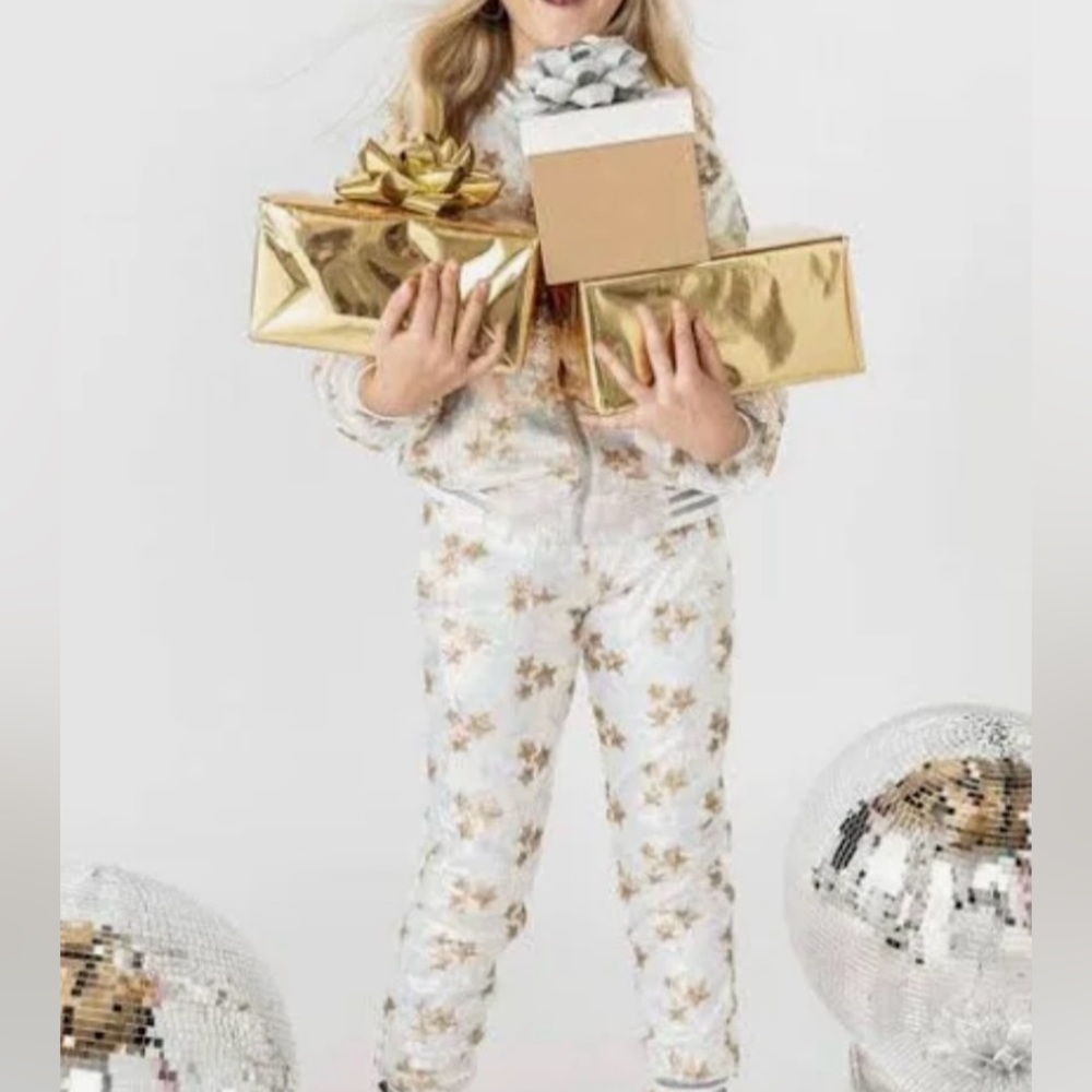LOLA AND THE BOYS - Girls Sequin Fully Lined Star Sequin Track Suit